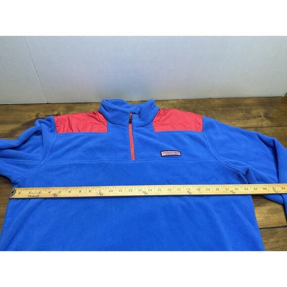 Vineyard Vines Sweater Adult Large Blue Fleece 1/4 Zip Pullover Shep Shirt Red - Picture 6 of 11